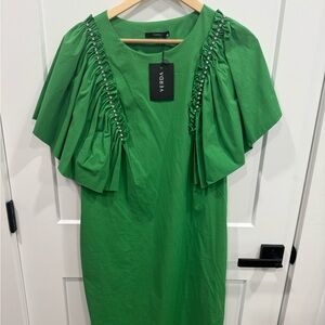 Green Midi Dress with Elegant Drapes
